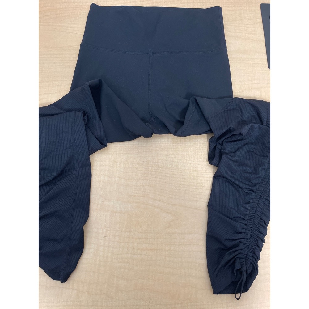 Fabletics Black High Waisted Ruched Ribbed Leggings XS LG1827325-0001-38020